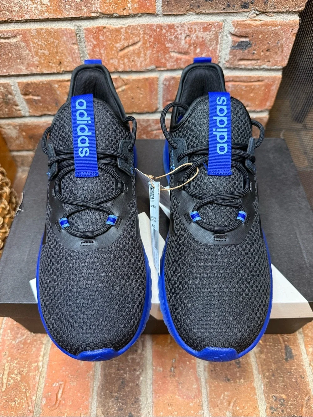 Adidas Kaptir 4.0 Youth Size 6 Black Blue Cloudfoam Running Shoes Sneakers NWT